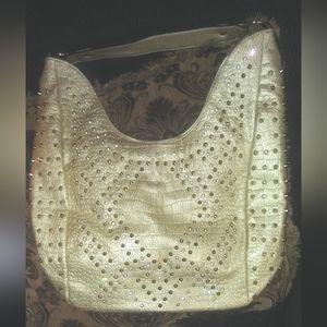 XL Gold Rhinestone Studded Shoulder Bag
